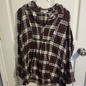 Simply Noelle Burgundy and White Plaid Shirt